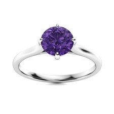 Valentines Sale Sterling Silver Amethyst Stone Solitaire Engagement Ring