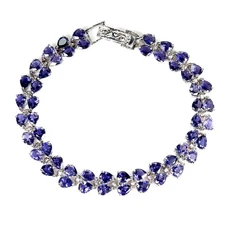 925 Sterling Silver Bracelet Pear Iolite 5x4mm Natural Gemstone Jewelry 6.5inche