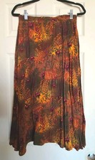 Sag Harbor Vintage Mixed Floral Tropical Midi Skirt Size Medium W/ Pockets