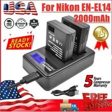 2-PCS Battery For Nikon EN-EL14A D3100 D3200 D3300 D3400 D5300 Dual Charger