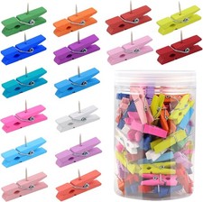 110Pcs Colorful Push Pin with Wooden Clips, Durable Wooden Push Pins, Decorative