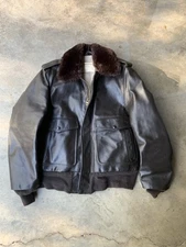 Vintage 80s Schott NYC Model 674-SM G-1 Style Leather Jacket Fur Lined Size 38 M