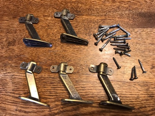 5 Used Metal Stairway Rail Handrail Hangers Brackets Bolts Parts Wall Mounted