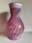 Fenton Cranberry Opalescent Swirl Optic 9.5” Round Top Vase
