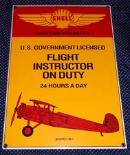 Rooney Shell Oil Emblem Aviation Plane Flight Instructor Porcelain Enamel Sign