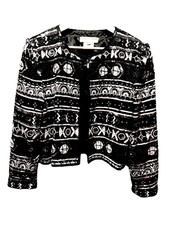 ADRIANNA PAPELL B W BEADED SEQUINS-Vintage Jacket E/C LARGE