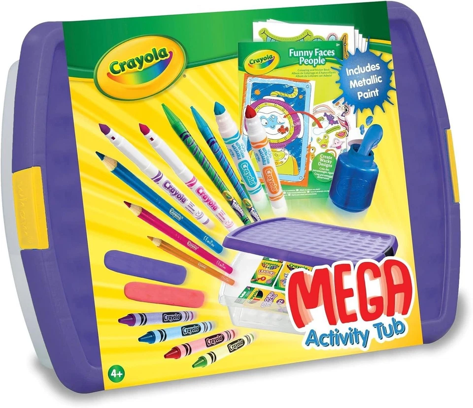 Crayola Mega Vasca Attività Bambini Arte e Artigianato Set Marcatori, Pittura, Argilla, Matite 4+