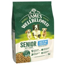 15kg James Wellbeloved Fish & Rice Senior Dry Dog Food 3.93 per kilo