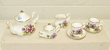 Burslem Stoke on Trent bone china 7 piece childs vintage tea set with pansies