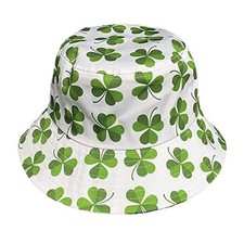 Bucket Hat Packable Sun Hats Fisherman Outdoor Summer One Size Shamrock Leaves