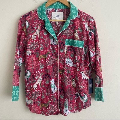 NWT Printfresh Dogs Print Pajama Top Ruby Organic Cotton Poplin XXS Holiday