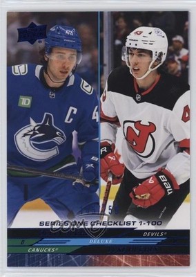 2024-25 Upper Deck Series 1 Checklist Deluxe 145/250 Quinn Hughes Luke #199 06h3