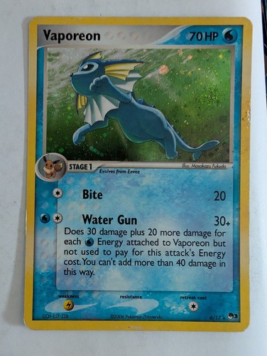 Vaporeon 6/17 Rare POP Series 3 Foil Holo Pokemon Card