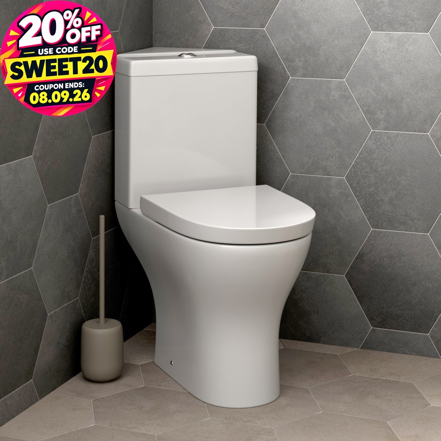 Bathroom Corner Toilet Close Coupled Space Saving WC Pan Cistern Soft Close Seat