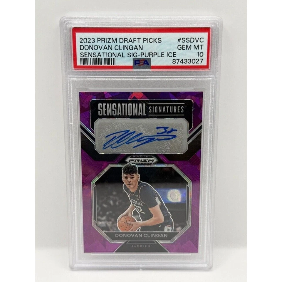 2023-24 Prizm Draft Picks SS Purple Ice Auto Donovan Clingan /99 PSA 10 #SSDVC - Image 3 of 3
