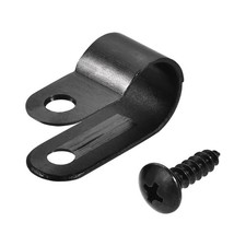 10.4mm Nylon R Type Cable Clip Wire Clamp with Screws Black 50pcs