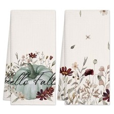 Pumpkin Decorative Kitchen Towel Gift Set, Fall Floral Dish Towel, Autumn-12