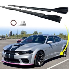 Carbon Fiber Look Rock Panels For 2015-23 Dodge Charger Side Skirts Accessories