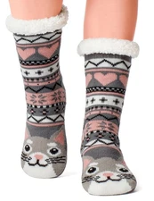 cosyone1997 Fuzzy Slipper Socks for Women Girls Kids with Grips Warm Sherpa L...