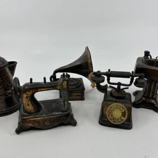 Vtg 5 Pc lot 1970s Durham Industries Metal Mini 2” Furniture Phone Sewing Sink