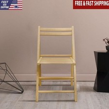 2 Pcs Wooden Folding Chairs Set Natural Event Wedding Party Space Saving US