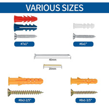 360 Pcs Plasterboard Screws and Wall Plugs and Nails Set,Assorted Masonry Brick