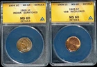 1909 First and Last Year Cent Set. Indian and Lincoln VDB ANACS MS60 Details