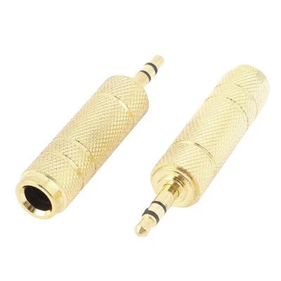 3,5mm en Connecteur mâle de 6,5mm vers Jack femelle stéréo Plaqué or 2pcs - Photo 1/4