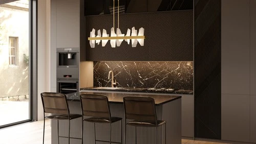 Quoizel PCAUR142 Aurelia 42"W LED Abstract Linear Chandelier - Black - Picture 3 of 12