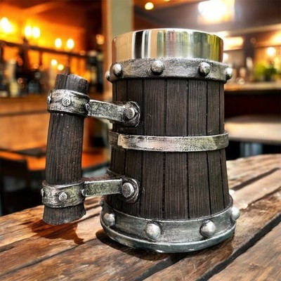 20 Unzen Mittelalter Taverne Krug Becher Wikinger Stil Edelstahl Bier Stein Tasse