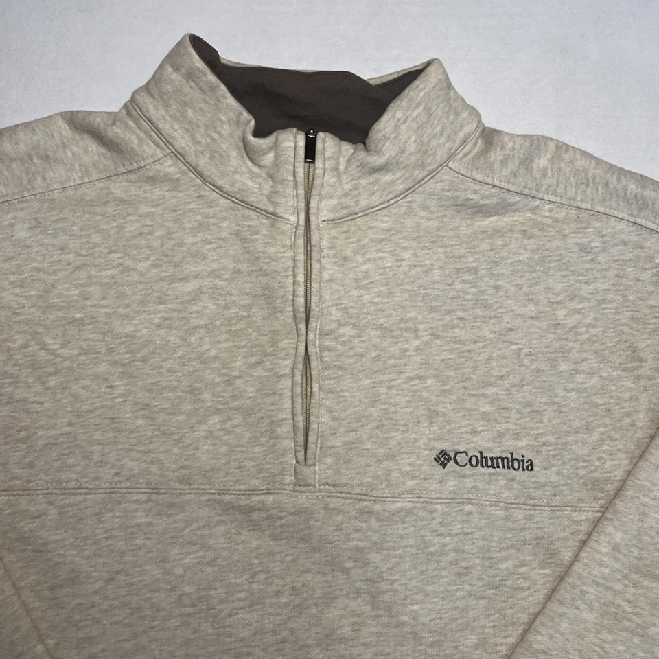 Columbia Men's Pullover Fleece Large 1/4 Zip Beige Brown Hiking Outdoors Winter - Image 4 of 4