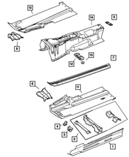 Genuine Mopar Front Floor Cross-Member Right 68000962AA
