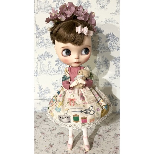 Yukiemon Blythe Outfit Patchwork Dress Fabric Gingham Frill Petticoat