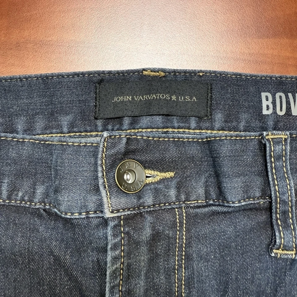 John Varvatos Bowery Jeans Men’s 32 Straight Leg Stretch Dark Wash Blue Denim - Image 4 of 4