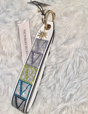 Victoria's Secret Logo Wristlet Key Chain Rhinestone, White/Multicolor
