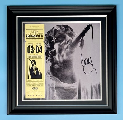 Liam Gallagher signed Foto gerahmt & COA Knebworth Poster Musik Autogramm Auto