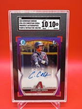 Christian Cerda 2023 Bowman Chrome Purple Refractor Auto /250 CPA-CCE SGC 10