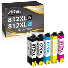 5 PACK 812XL Ink Cartridges For Epson WorkForce WF-7840 WF-7310 EC-C7000 WF-7820