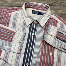 Vintage Polo Ralph Lauren Men's Long Sleeve Button Up Shirt Sz 2XL Stripe Pink