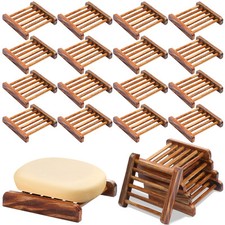 25 Pcs Bamboo Wood Soap Dish Bulk Bathroom Wooden Soap Holder Savers for Bar ...