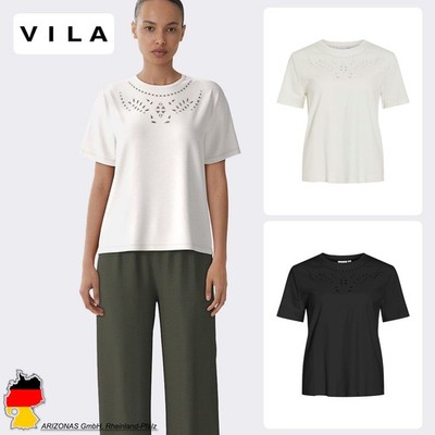 VILA Damen Top mit Frontstickerei im eleganten Design für modische Looks