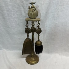 Fireplace Tidy Companion Tool Set Vintage Mini Small Brass "DRUSILLA" 18 inch