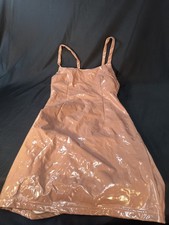 Forever 21 Faux Leather Womens Mini Dress Light Brown Size Small Y2K