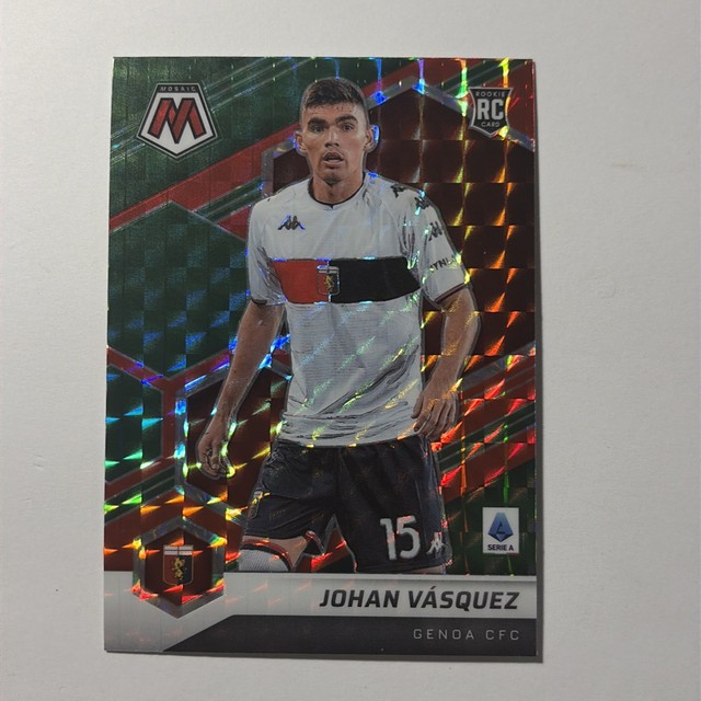 2021–22 Panini Mosaic Serie A Green & Red Prizm Johan Vasquez #95 RC