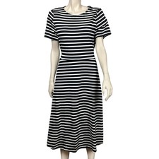 Womens The Get B&W Striped T-Shirt Dress Cut Oou Back 100% Cotton