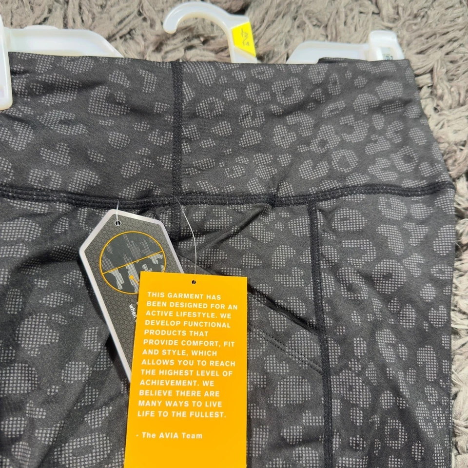 Leggings AVIA Feminina Grande 12/14 Cintura Alta Escovada Lote Refletivo de 2 Novas com etiquetas - Imagem 3 de 4