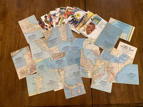 NATIONAL GEOGRAPHIC Lot of 33 MAPS Posters Nice Condition Vintage 1960’s 1986