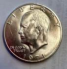 Genuine 1971-S USA Eisenhower 90% Silver $1 US Coin. Very Slight Wear