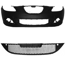Set Stoßstange vorne grundiert + Gitter Grill für Seat Leon 1P Bj. 05-09