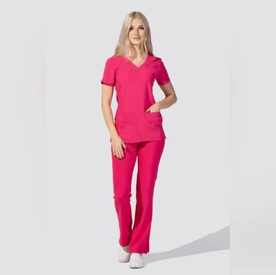 Med Couture Women's Pink Punch Scrub Set Size 2X Top/ XL Bottoms - Image 1 of 4